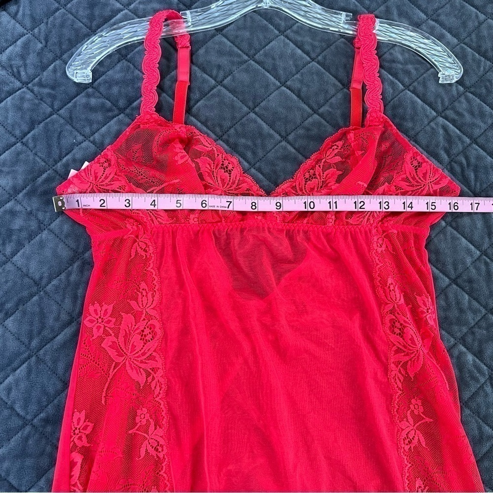 Victoria secret slip large sheer pj lingerie red dress nightie chemise  b4 - Picture 4 of 6